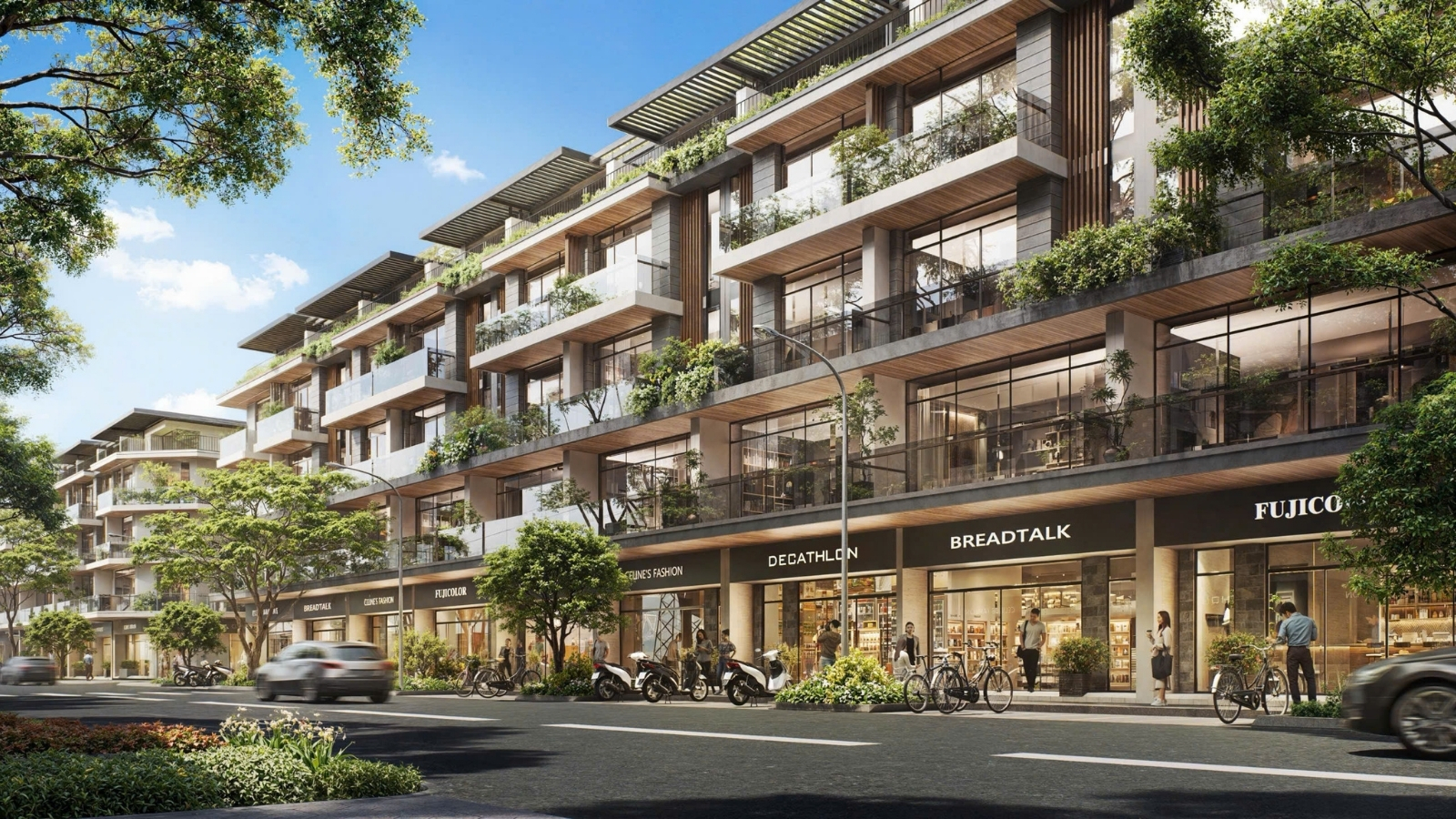 Phối cảnh kiến trúc nhà phố liền kề phong cách Địa Trung Hải tại Thanh Phú Centre Point.