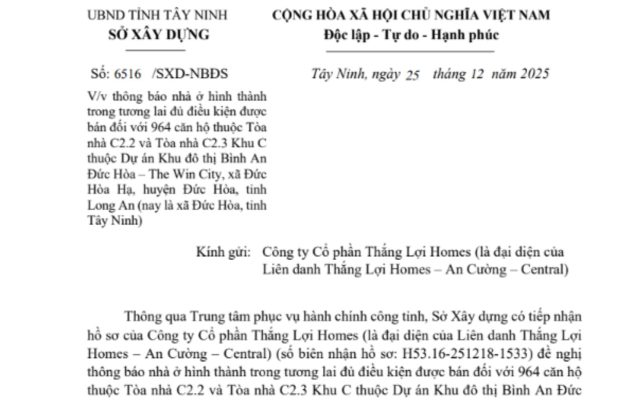 Hồ sơ pháp lý đầy đủ của dự án The Win City
