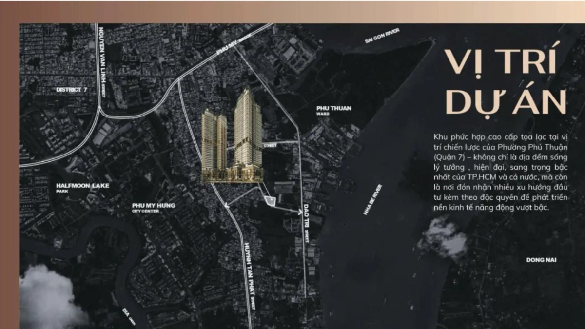 Bản đồ liên kết vùng dự án Vlasta Premier Phú Thuận kết nối trực tiếp đến Thủ Thiêm và trung tâm Quận 7.