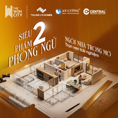 Phối cảnh căn hộ 2 phòng ngủ hiện đại tại dự án The Win City