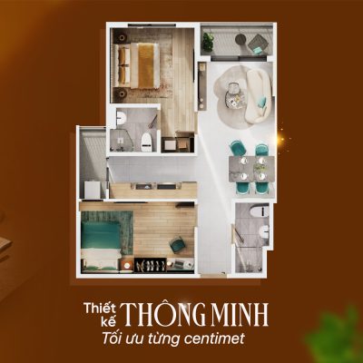 Thiết kế chi tiết mặt bằng căn hộ 2PN The Win City