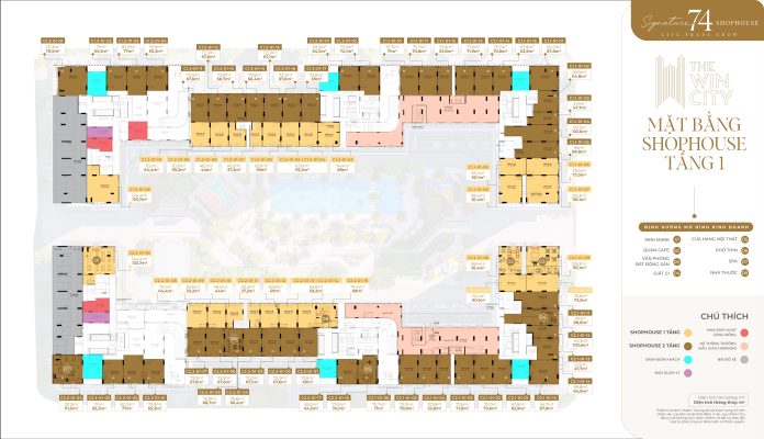 Mặt bằng chi tiết Shophouse tầng 1 tại dự án The Win City