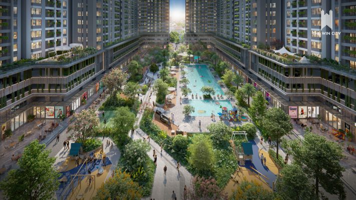Phối cảnh hồ bơi Maximus chuẩn Olympic tại trung tâm dự án The Win City
