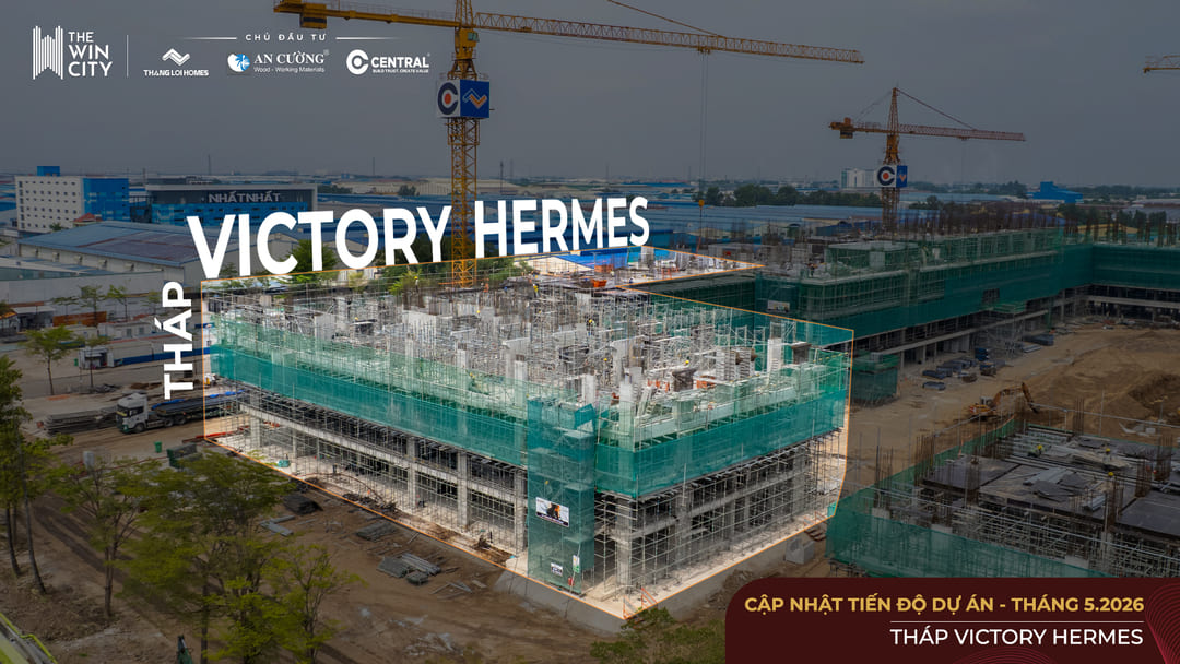 Tiến độ xây dựng tháp VIC 2.2 và VIC 2.3 phân khu Victory Heights dự án The Win City