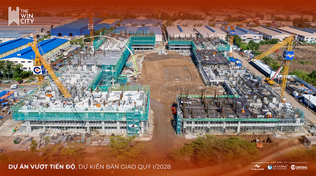 Máy móc thiết bị hiện đại tại công trường The Win City