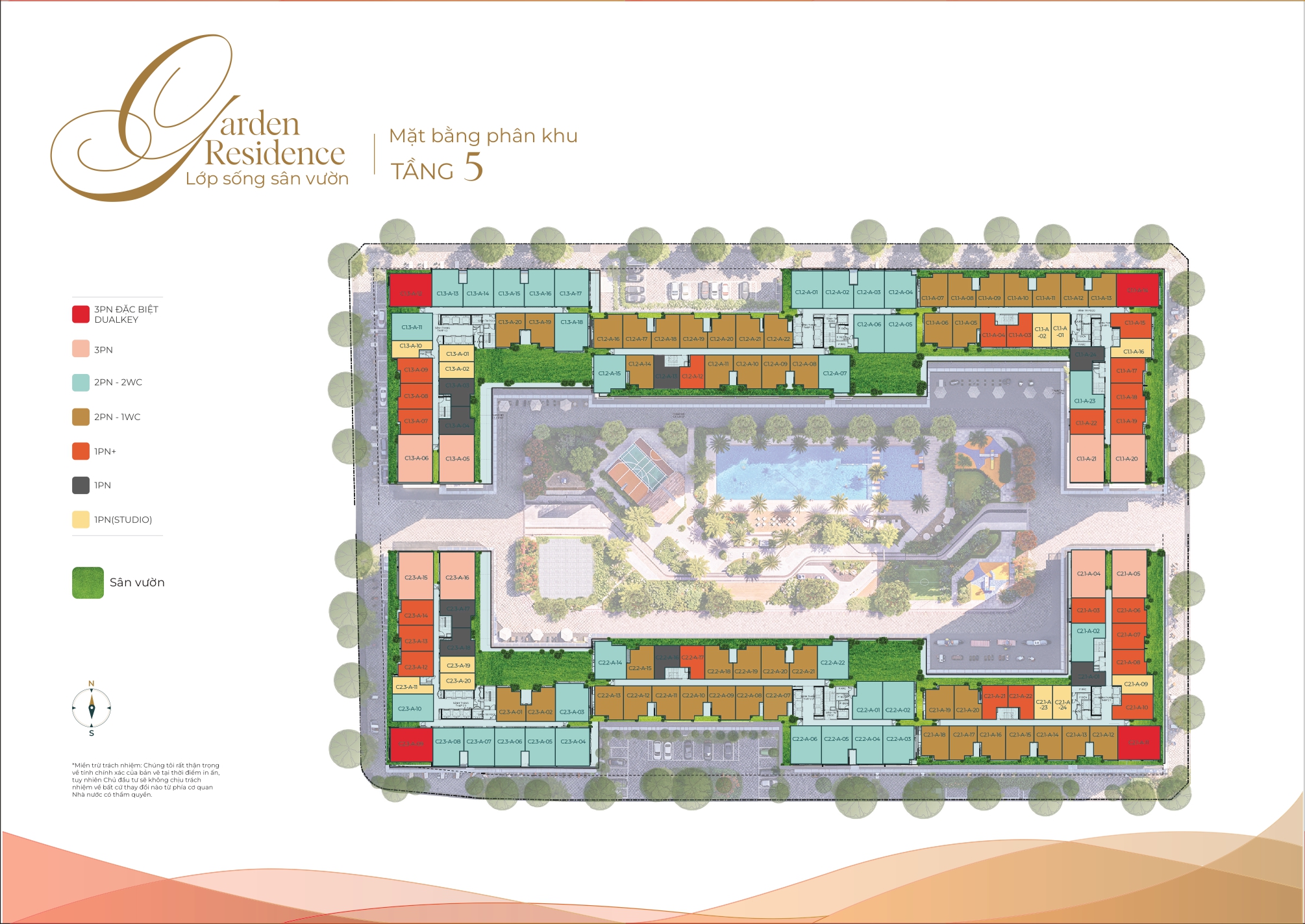 Mặt Bằng Tầng 5 Garden Residence