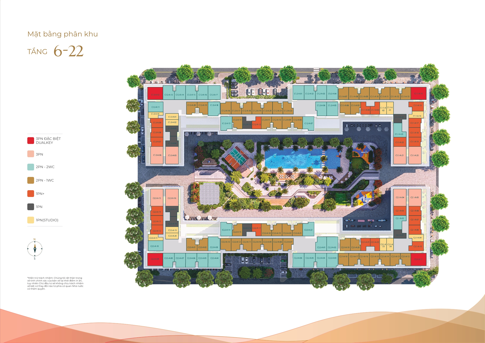 Mặt Bằng Tầng 6 - 22 Điển Hình
