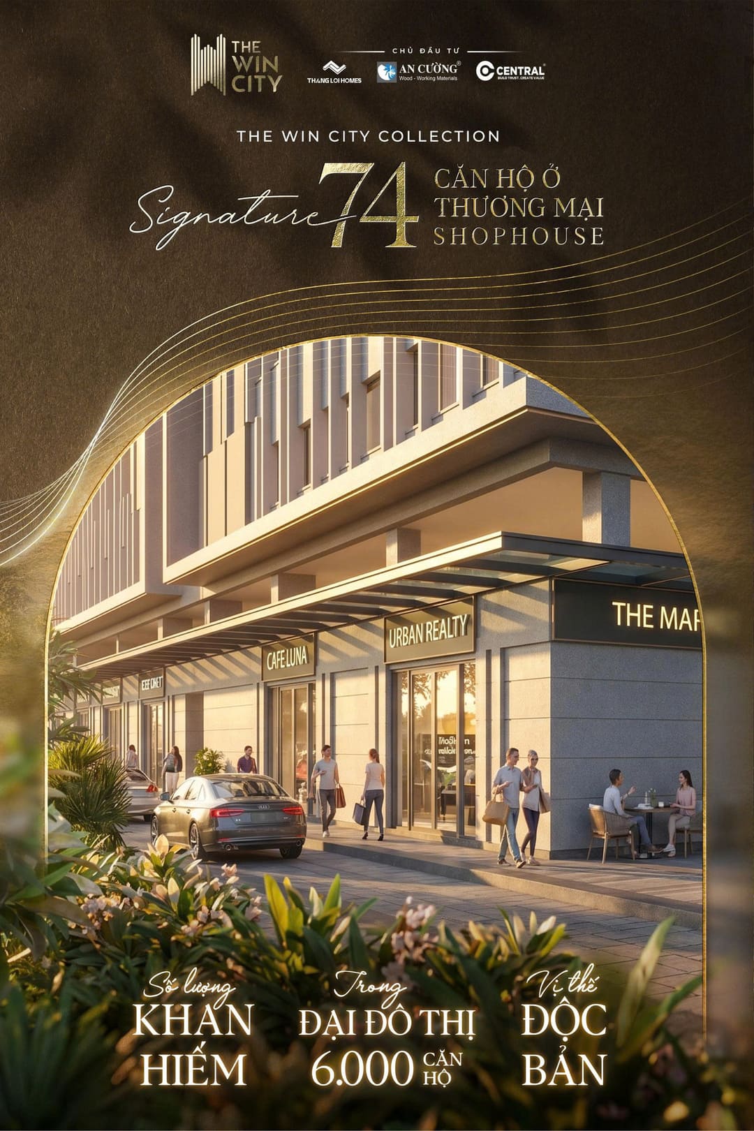 Phối cảnh góc phố mua sắm sầm uất Signature 74 shophouse Victory Heights The Win City