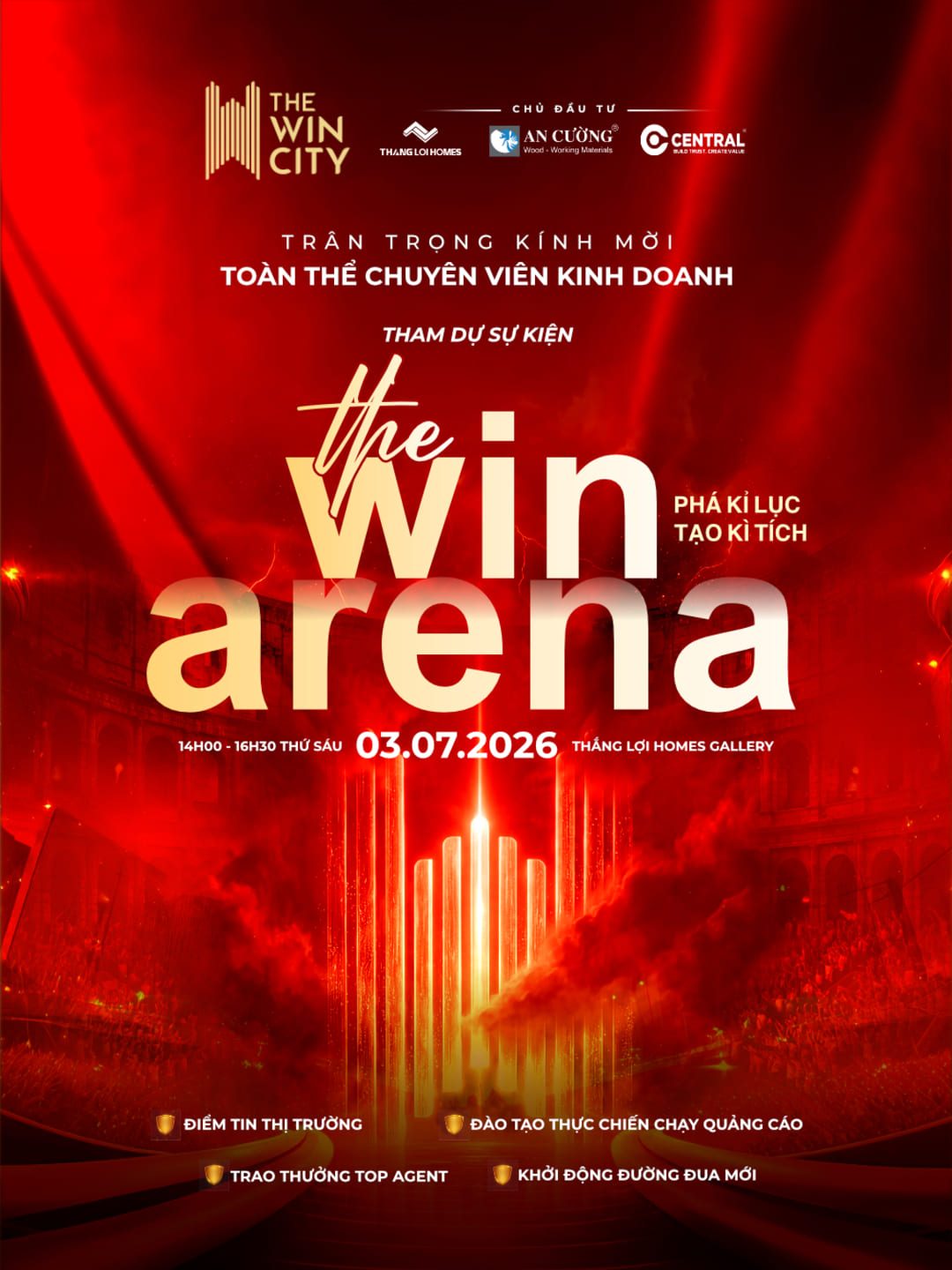 Siêu sự kiện The Win Arena ngày 03.07.2026 bệ phóng bứt phá doanh số cho chuyên viên kinh doanh bất động sản