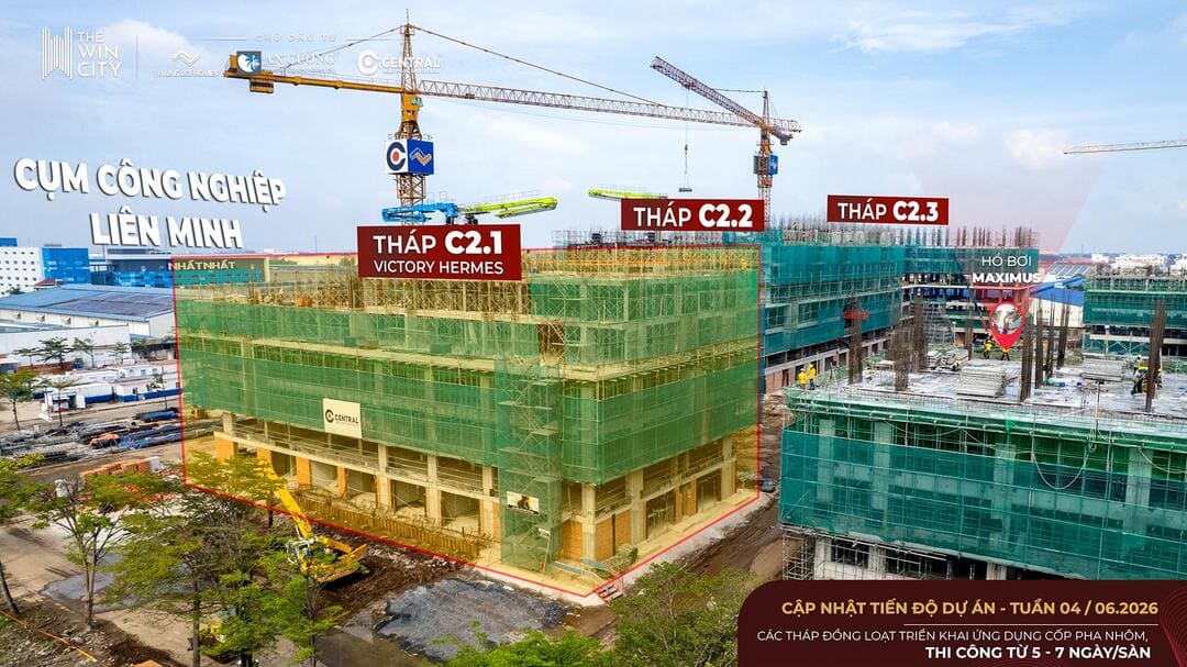 Tiến độ thi công các block căn hộ cao cấp tại dự án The Win City tính đến cuối tháng 6/2026