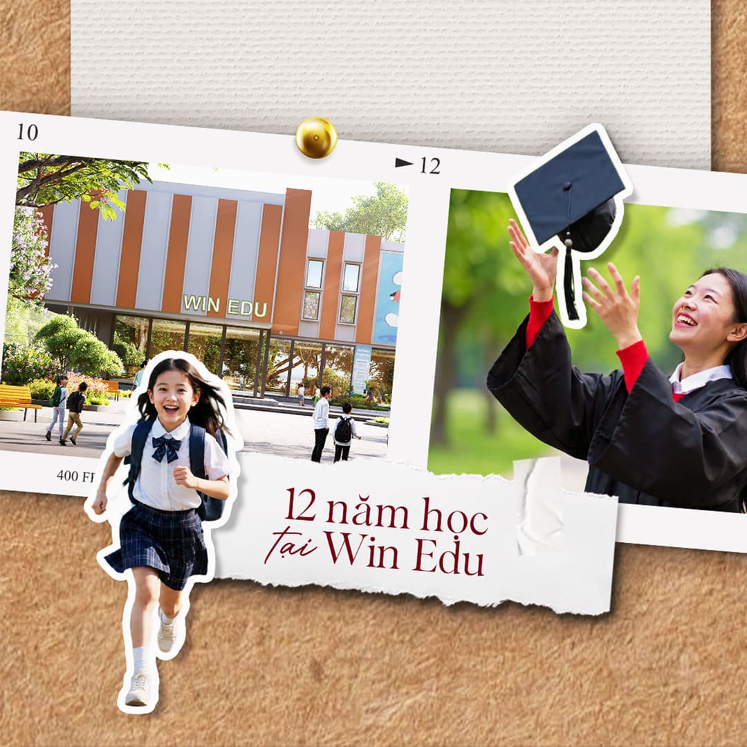 Hệ thống trường học liên cấp Win Edu hiện đại nằm ngay đối diện sảnh đón căn hộ