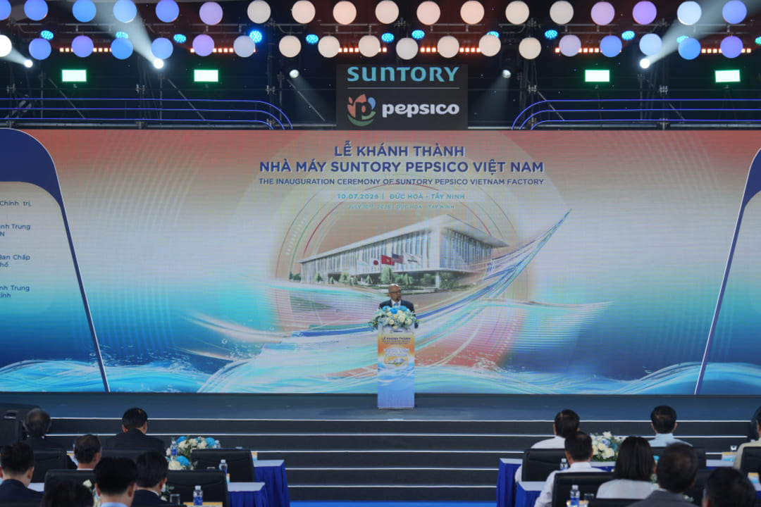 Toàn cảnh lễ cắt băng khánh thành siêu nhà máy sản xuất nước giải khát Suntory PepsiCo tại Tây Ninh