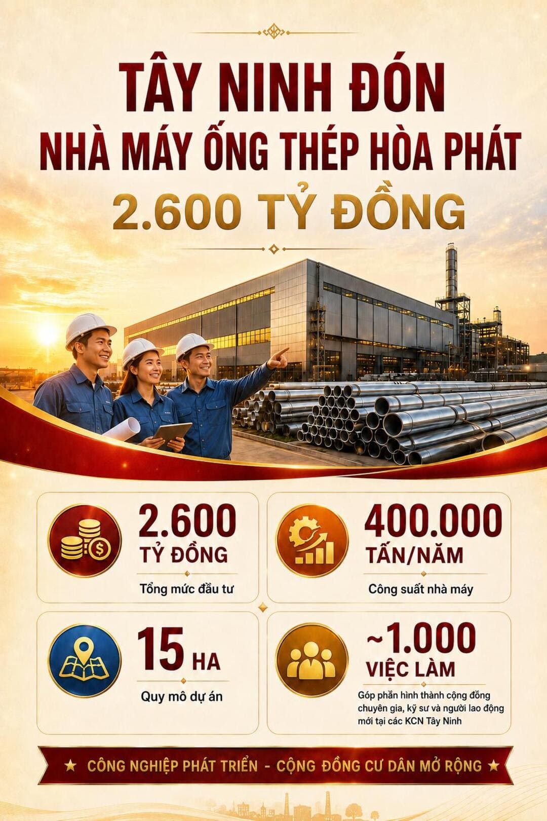 Nhà máy ống thép Hòa Phát 2.600 tỷ đồng tại Tây Ninh