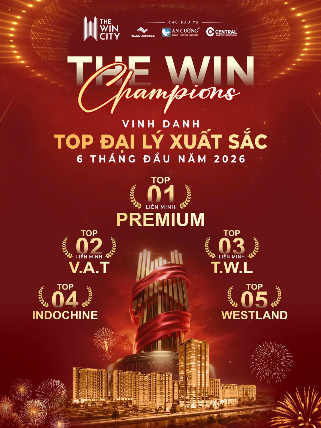Hình ảnh sự kiện vinh danh Top đại lý xuất sắc 6 tháng đầu năm 2026 tại dự án The Win City