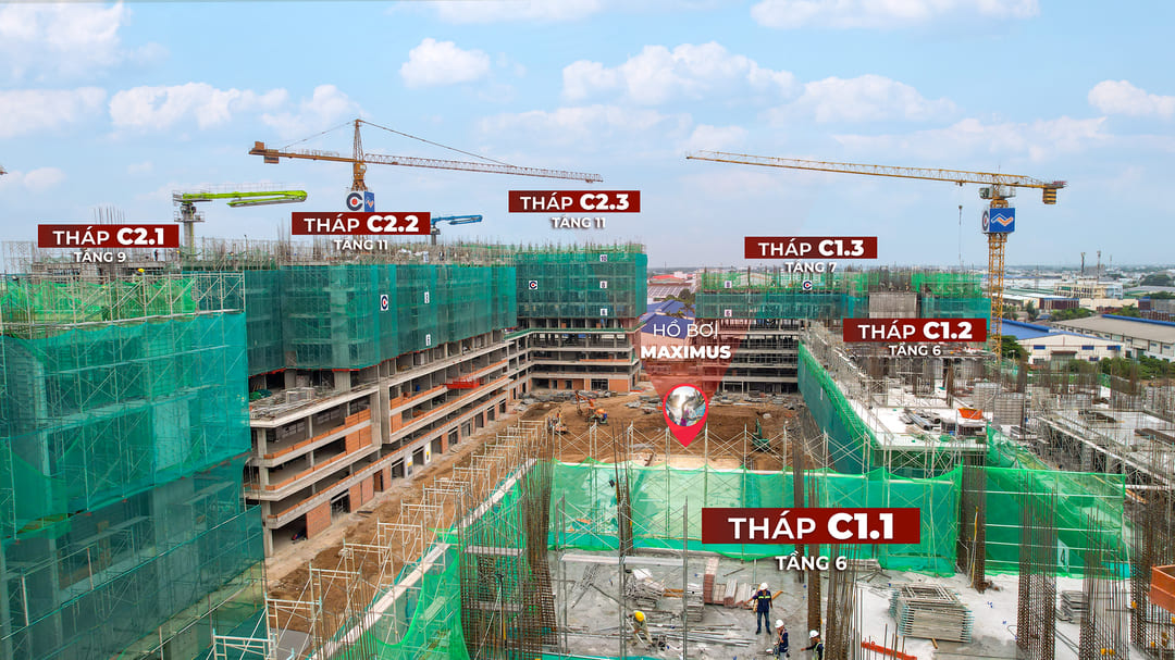 Toàn cảnh tiến độ xây dựng phân khu C1 dự án The Win City