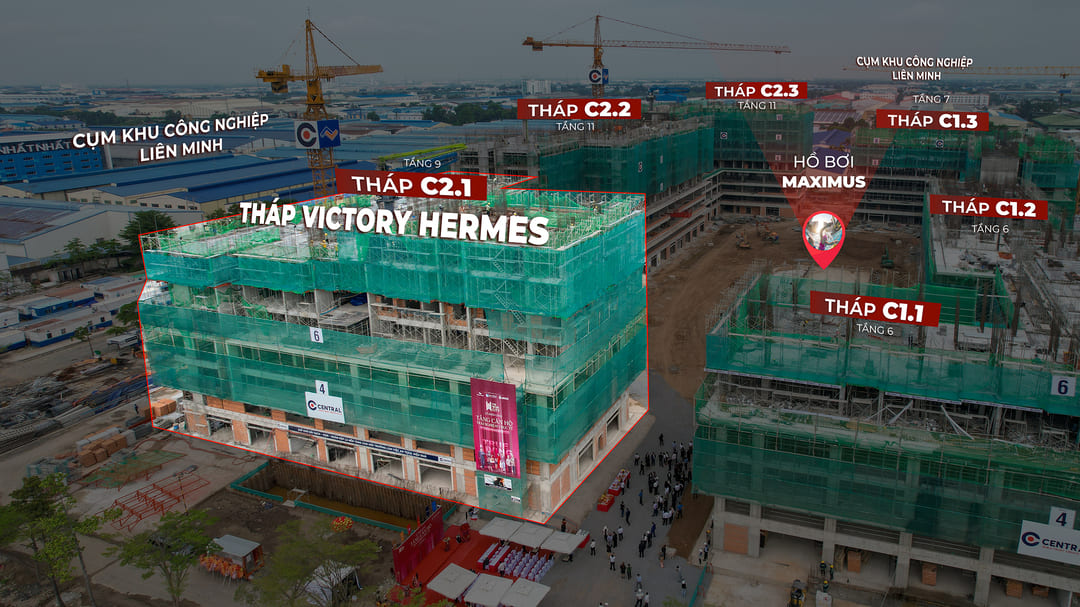 Góc nhìn từ trên cao về vị trí chiến lược và tiến độ The Win City