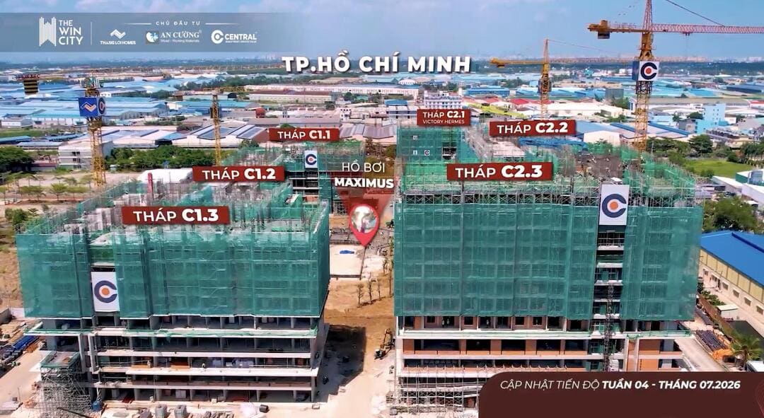 Hạ tầng nội khu và khối đế shophouse dự án The Win City đang hoàn thiện