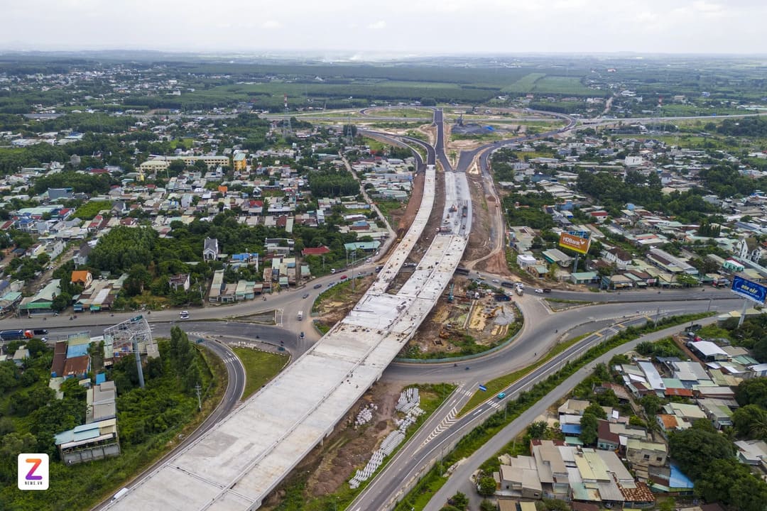 Phối cảnh nhánh cầu vượt và đường dẫn cao tốc Bến Lức - Long Thành
