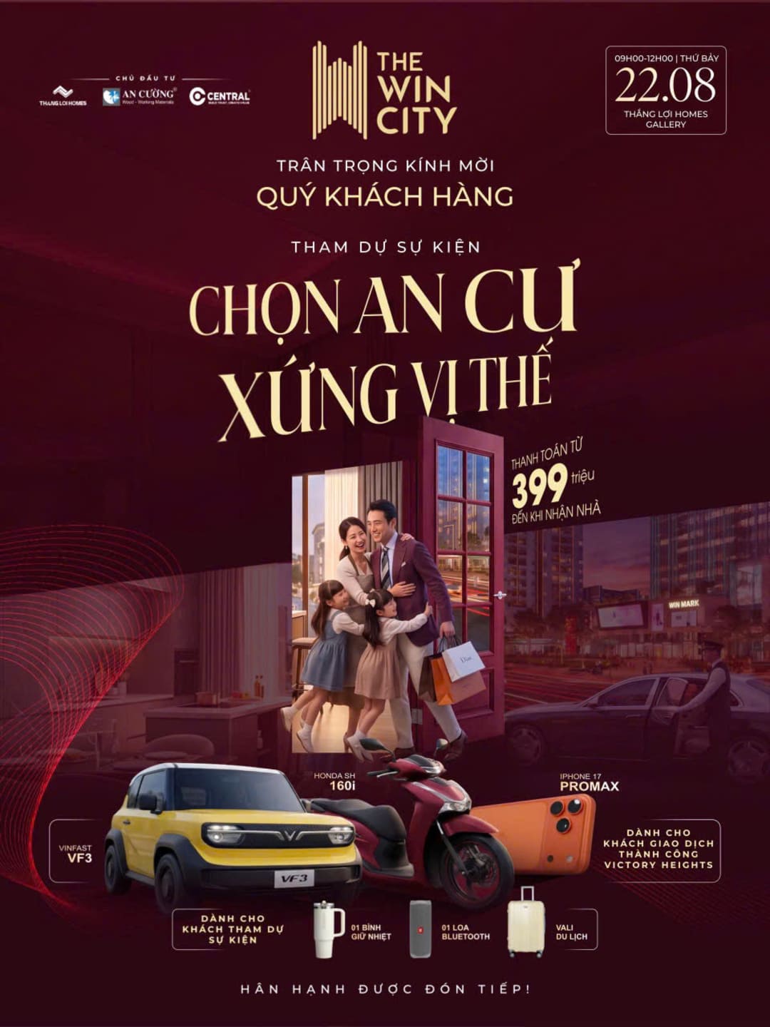 Thư mời tham dự sự kiện Chọn An Cư Xứng Vị Thế tại The Win City ngày 22 08 2026