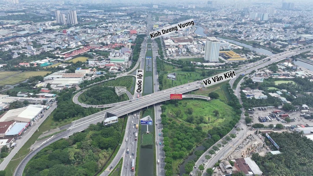 Sơ đồ tuyến đường Võ Văn Kiệt nối dài giao với Quốc lộ 1