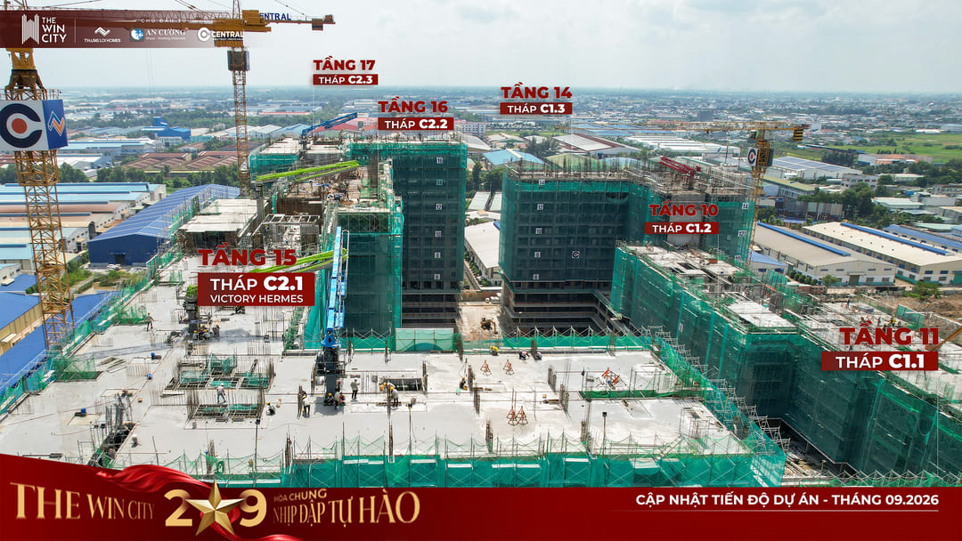Tiến độ thi công các tháp C1.1 và C1.2 The Win City